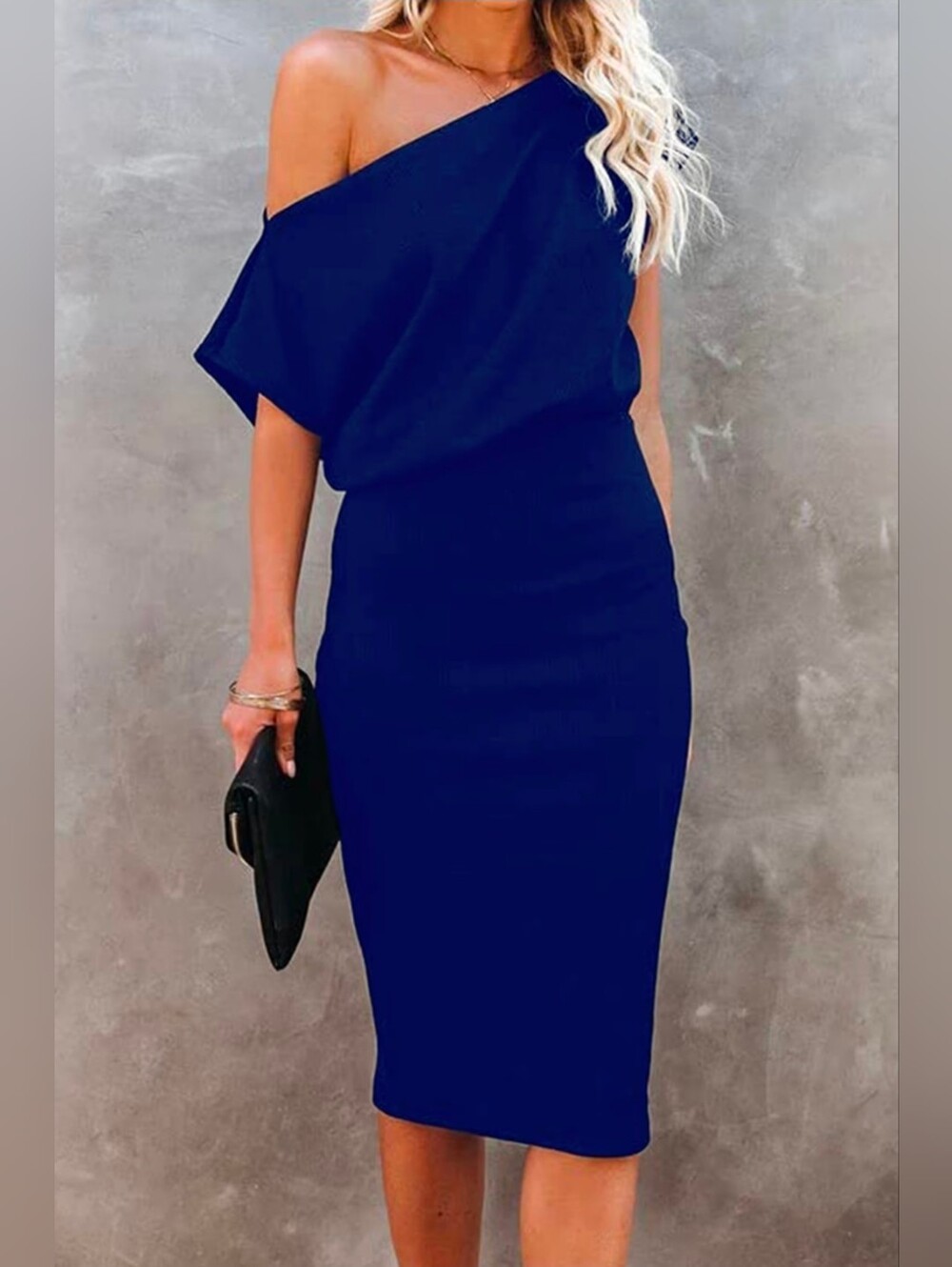 Cupshe Off-Shoulder Navy Bodycon Dress